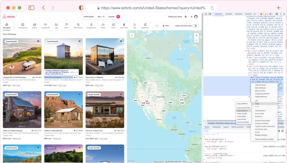 Airbnb Search Page Inspect