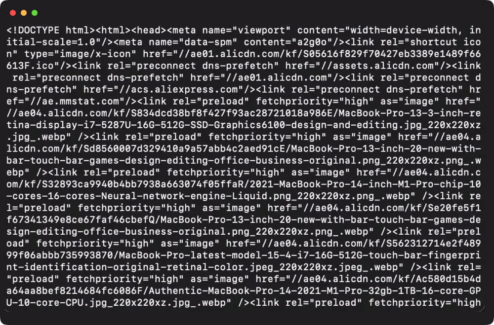 aliexpress web scraper html response