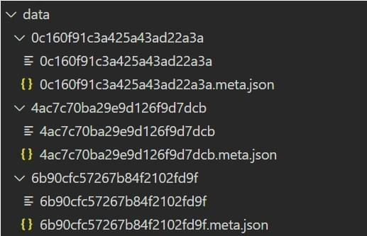 Screenshot of data folder output