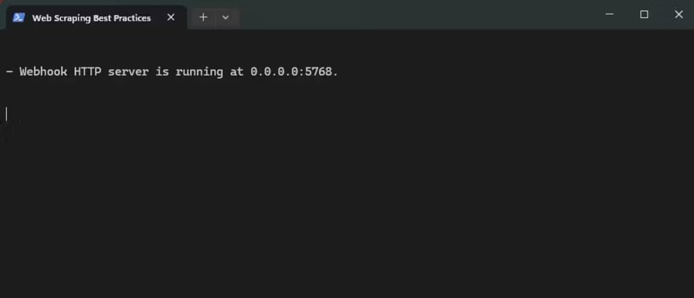 Screenshot of Webhook HTTP Server output