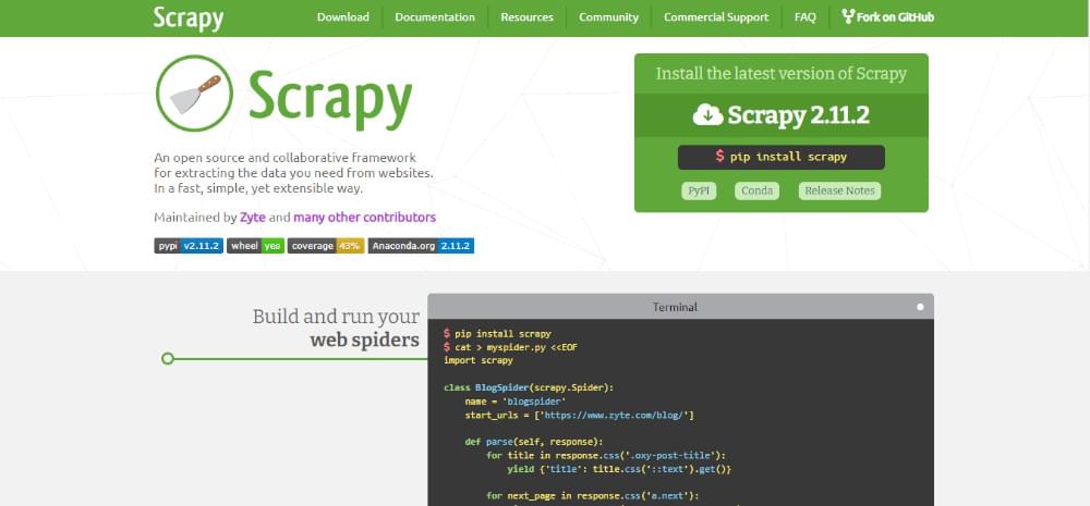 Scrapy to scrape web data with python
