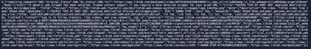 TikTok scraping results TikTok scraping results
