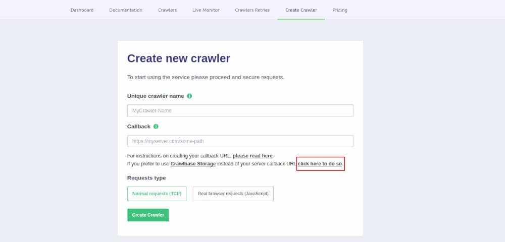 Crawlbase Cloud Storage option