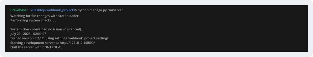 Start Django development server