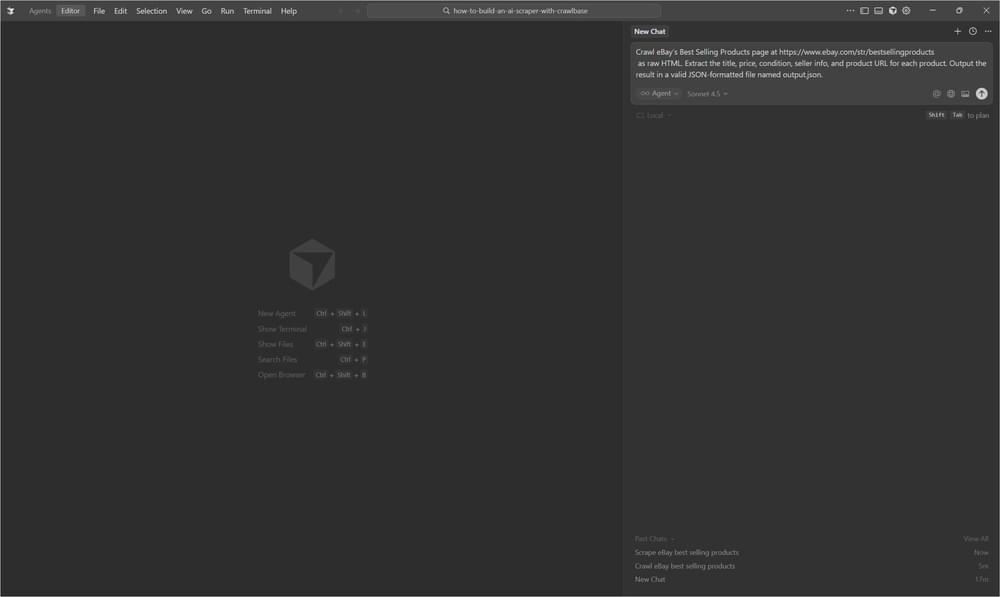 Writing a web scraping prompt in Cursor IDE