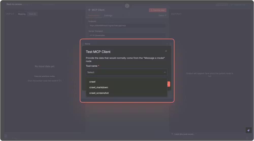 Test the tool connection