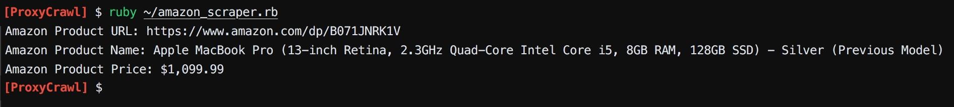 Amazon data scraping output