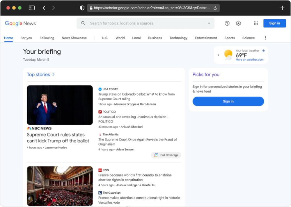 Google News home page Google News home page