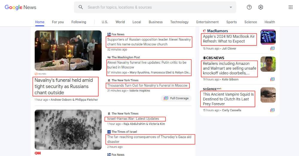 Scrape Google News headlines Scrape Google News headlines