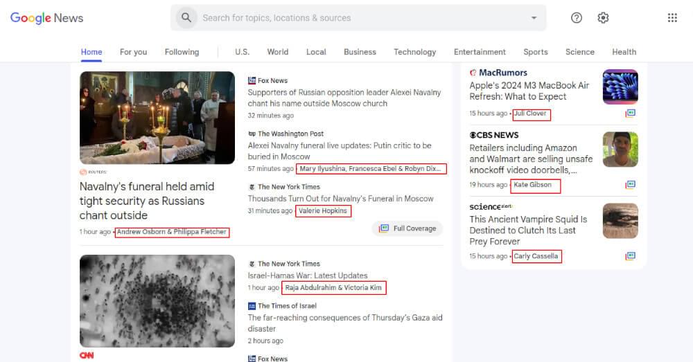 Scrape Google News article author Scrape Google News article author