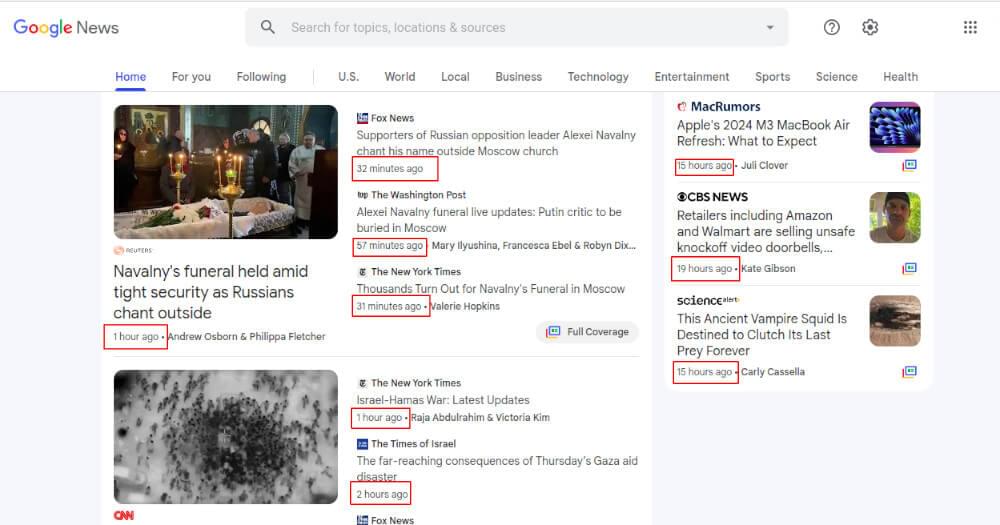 Scrape Google News article time Scrape Google News article time