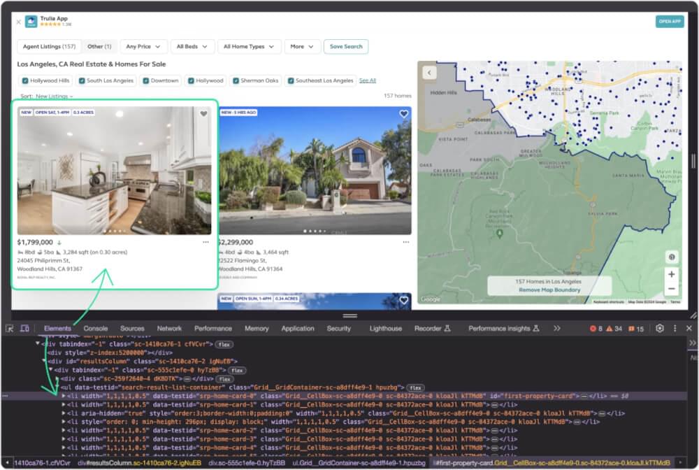 Scrape Trulia search listings