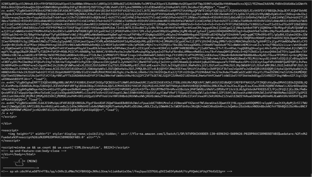 Amazon product detail page html code in a terminal console output