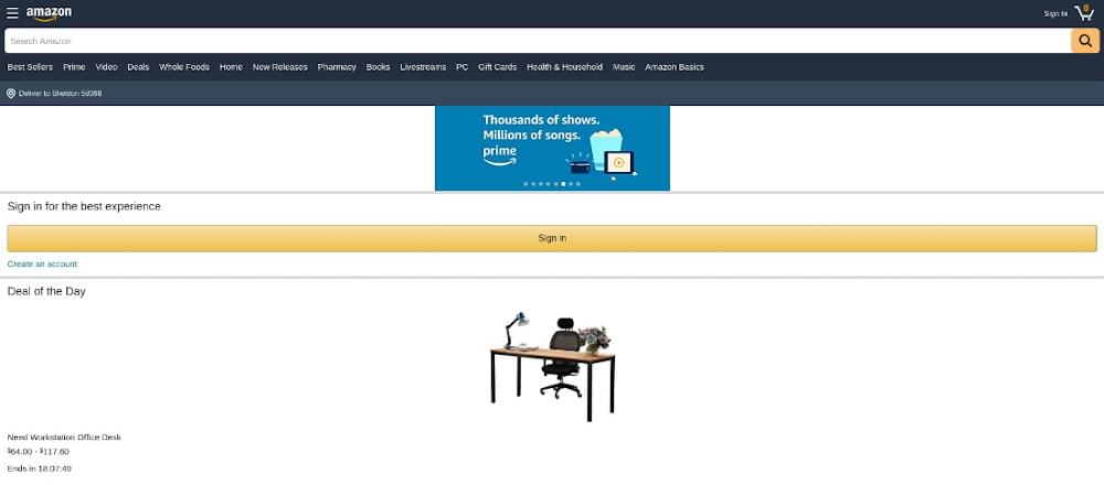 Amazon Webpage Amazon Webpage