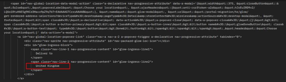 HTML response of Smart AI Proxy country parameter