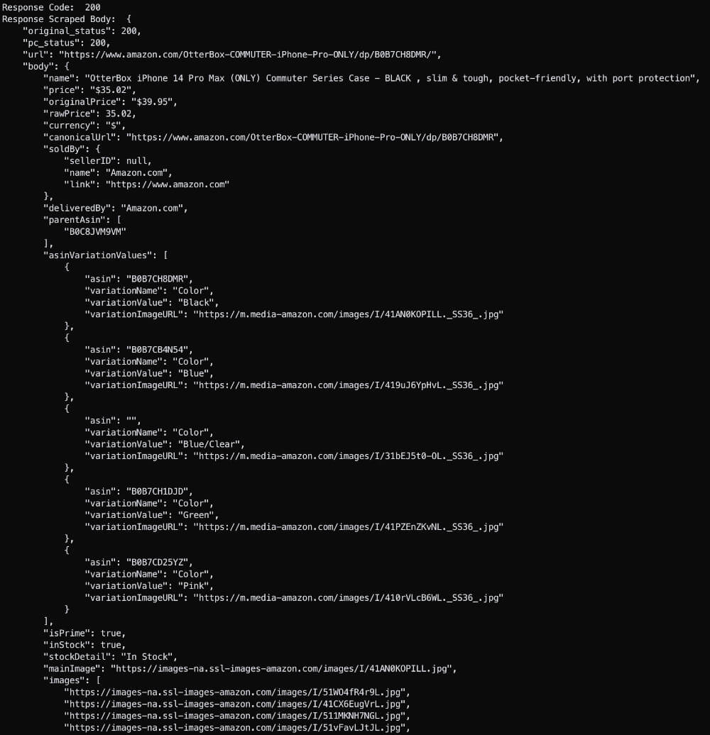 Response in JSON format