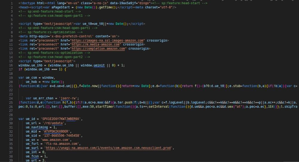 HTML response of API request