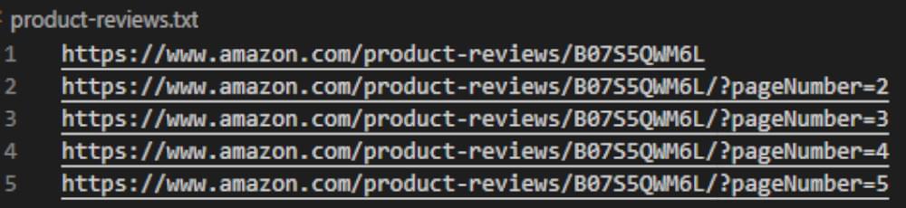List of Amazon URLs to Scrape
