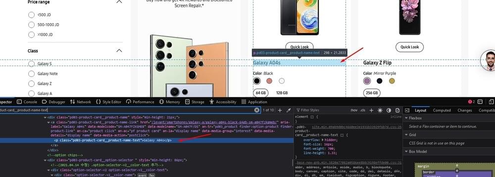 scrape samsung product title scrape samsung product title