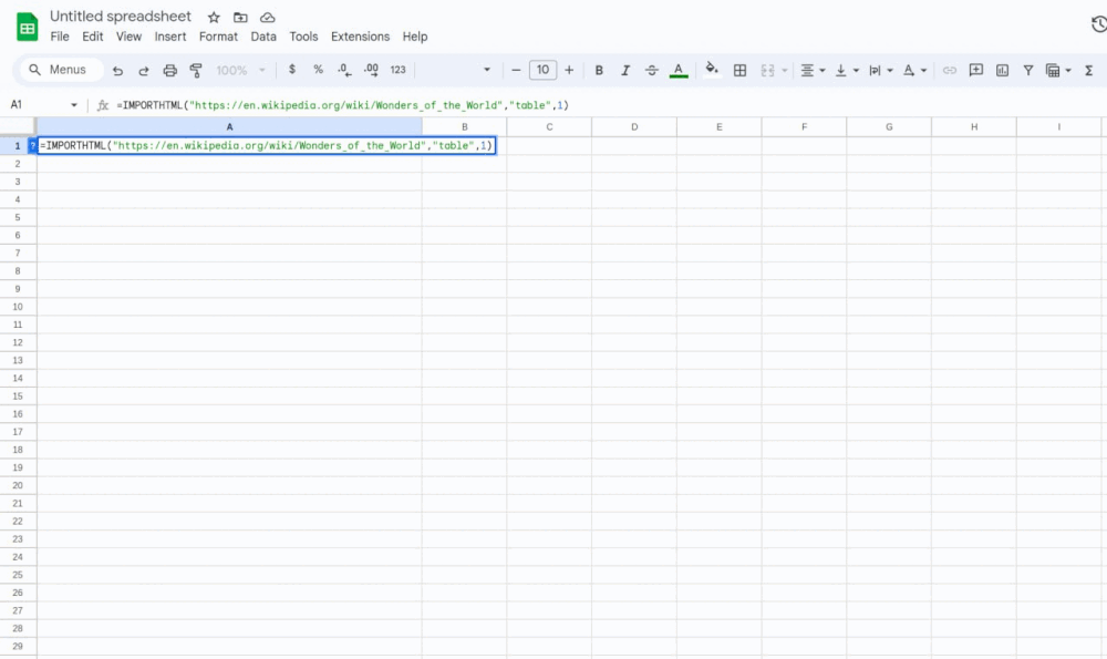 Scrape Website Tables Spreadsheet