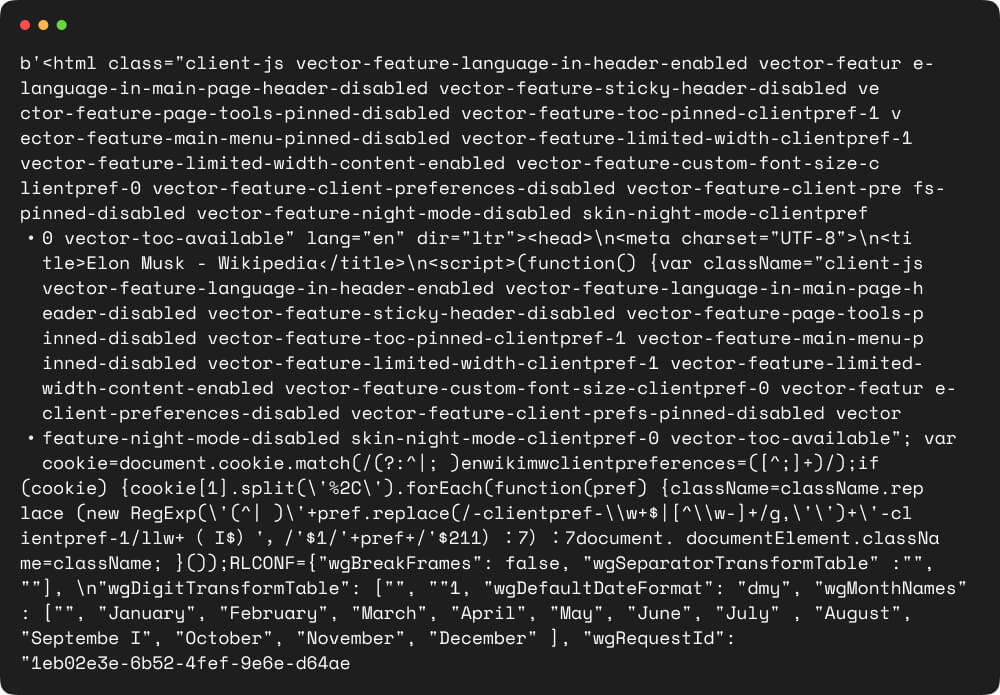 crawled html from wikipedia