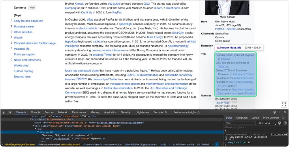 How to Scrape Wikipedia Profile Title