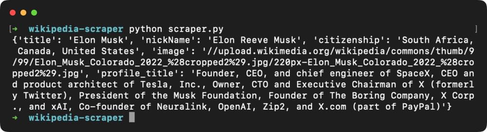 scraped data from wikipedia