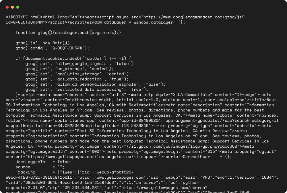 Output HTML Snapshot