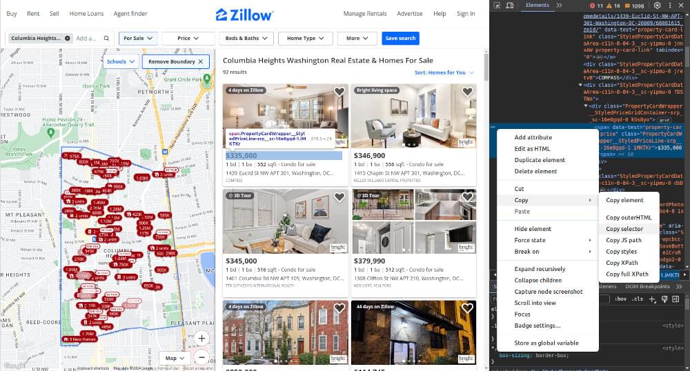 Zillow SERP Inspect