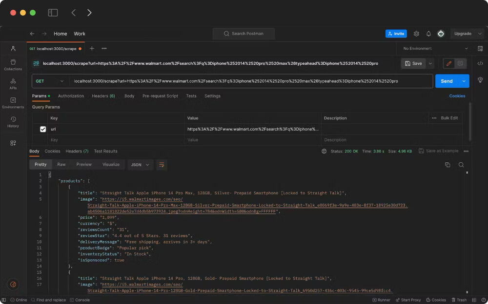 Postman JSON Response