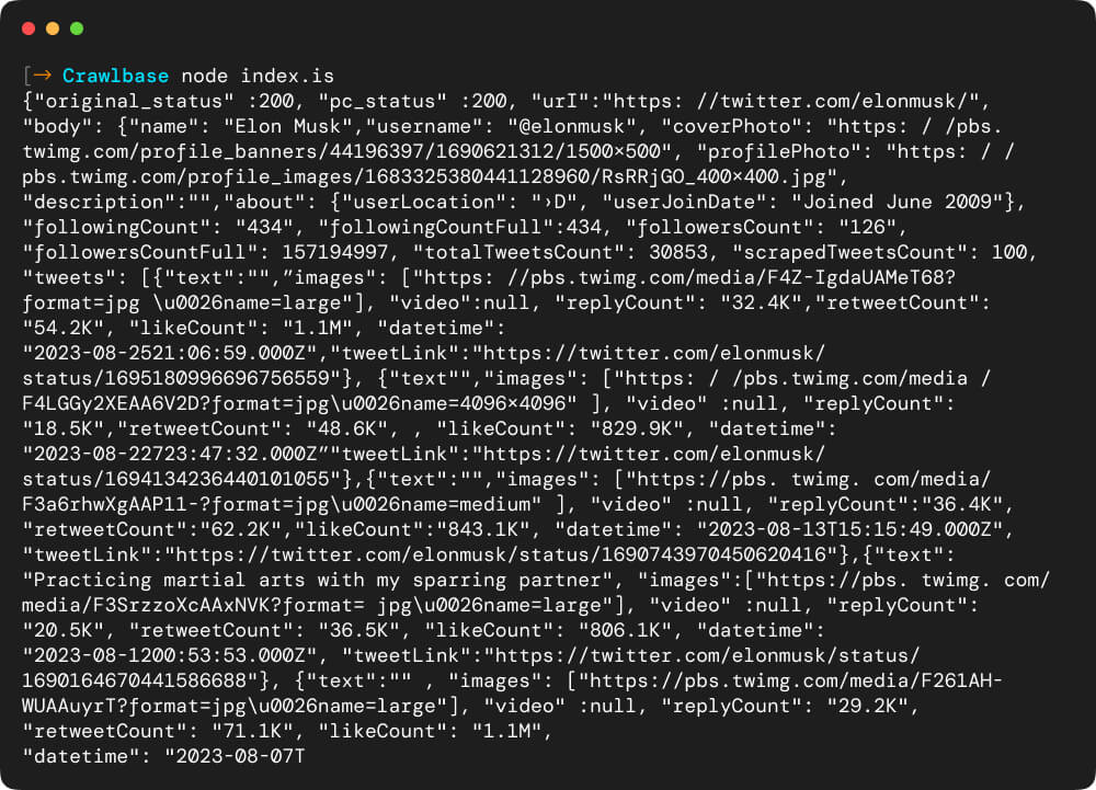 Terminal JSON Response
