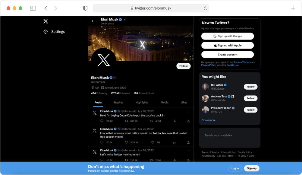 Elon Musk Twitter Profile