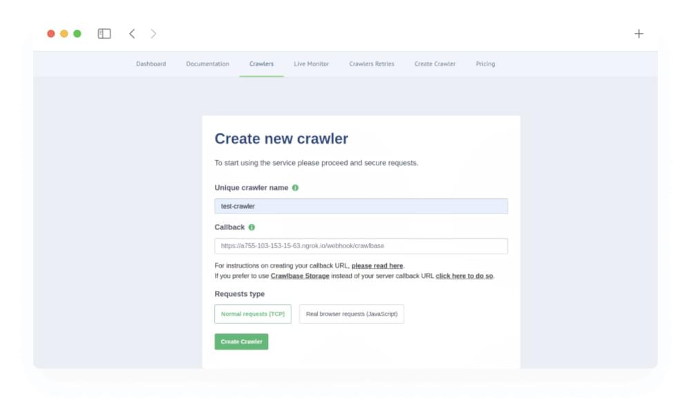 Create New Crawler