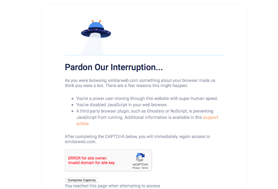 SimilarWeb Bot Detected